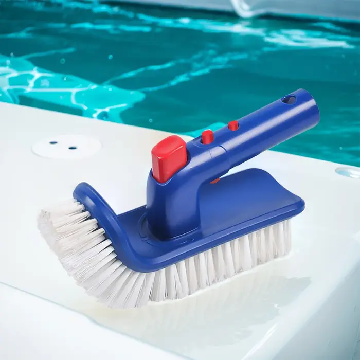 Brosse de nettoyage de piscine à manche courbé rotatif à 180 degrés