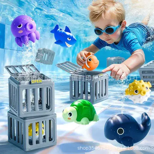 Jouets de plongée pour enfants, jouets de piscine, jouet de sauvetage, adorable cage à animaux marin