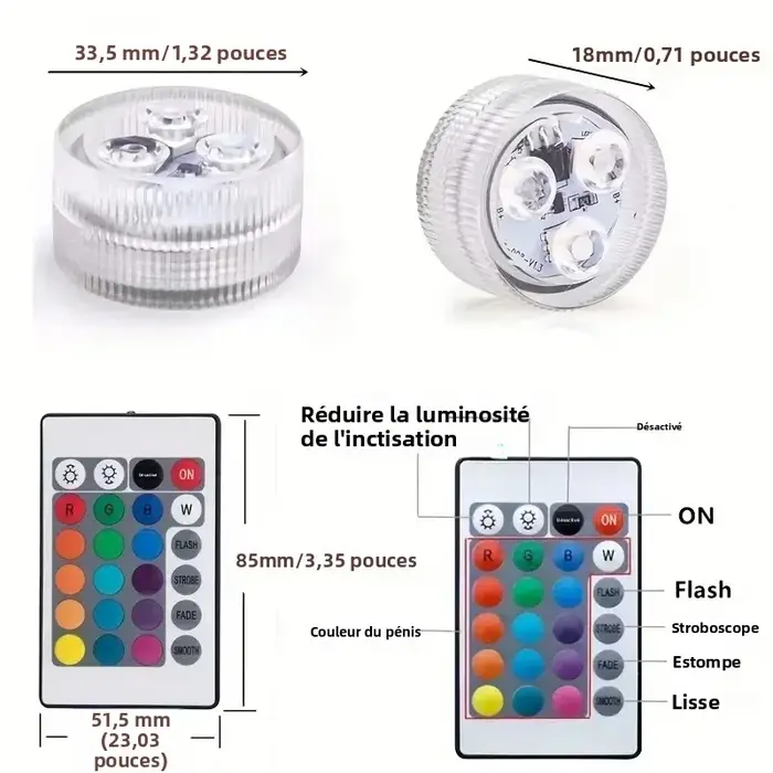 Lumière de piscine LED RGB 16 couleurs avec télécommande