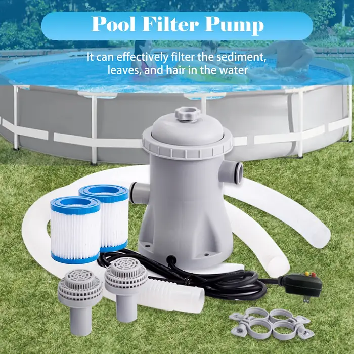 Pompe à eau électrique avec 2 cartouches filtrantes pour piscine hors sol