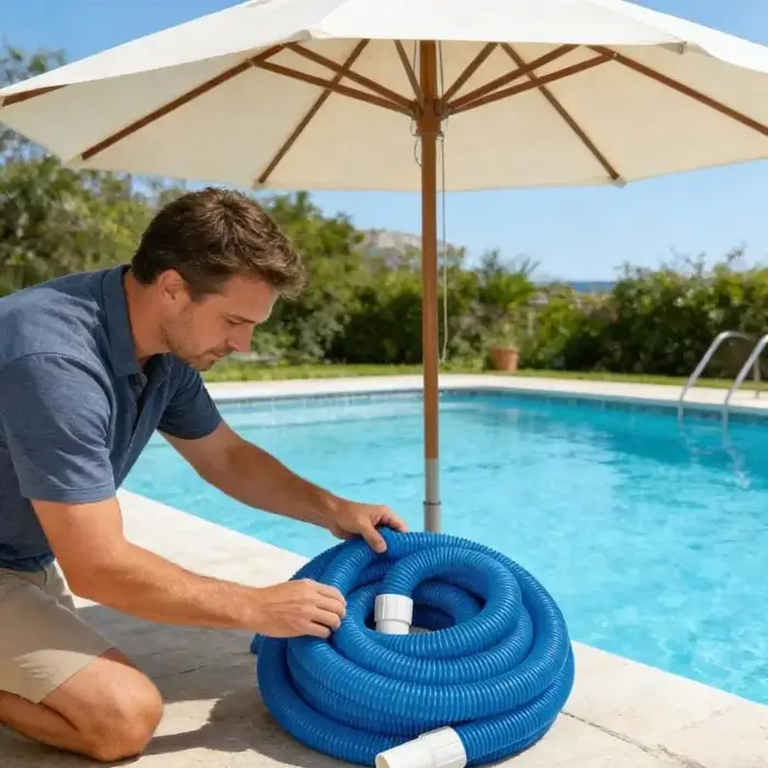 Tuyau piscine 29.5 pieds avec accessoires rotatifs pour nettoyage complet