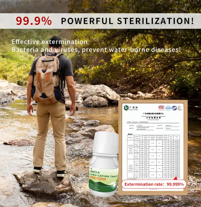 2 bouteilles de comprimés de purification d'eau (500 comprimés/bouteille) - 2L