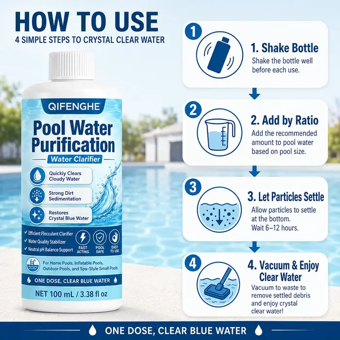 Clarifiant pour piscine pour eau boueuse, piscine domestique, piscine de jardin et piscine pour enfants
