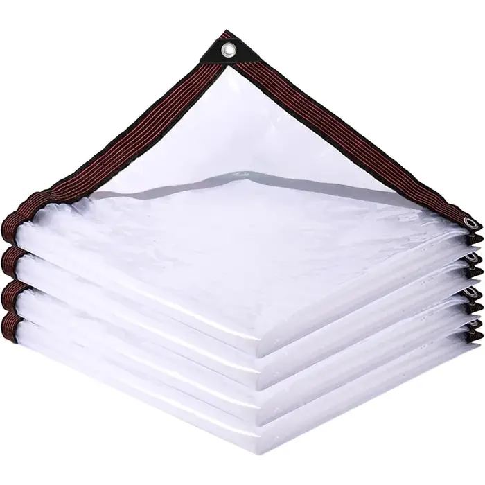 Bâche transparente en PE 0,18 mm, imperméable, résistante aux UV et aux déchirures, avec œillets, po