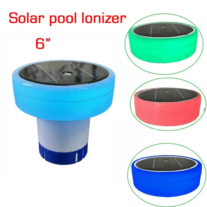 Ioniseur de piscine à énergie solaire, support de chlore éclairé, livraison chimique réglable, netto