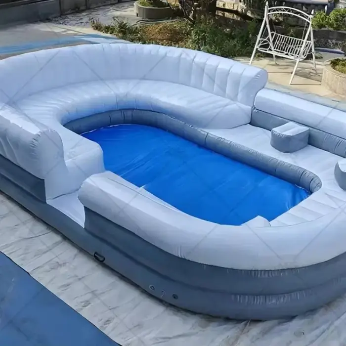 Piscine gonflable d'extérieur pour adultes et enfants, grande piscine rectangulaire en PVC blanc de 