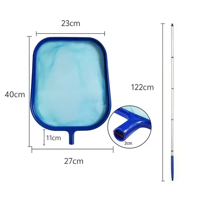 Épuisette de piscine avec 5 sections de mât en aluminium de 64 pouces