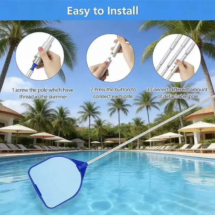 Épuisette à feuilles pour piscine avec 5 perches