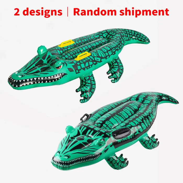 1PC Flotteur gonflable en forme de crocodile avec poignées, jouet aquatique en forme d'alligator pou