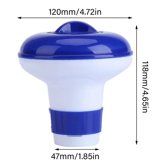 Distributeur chimique flottant de brome de chlore de spa de piscine bleue et blanche S/M