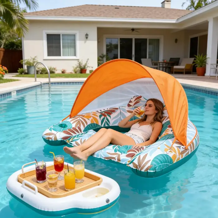 Flotteur de piscine avec appui-tête ergonomique