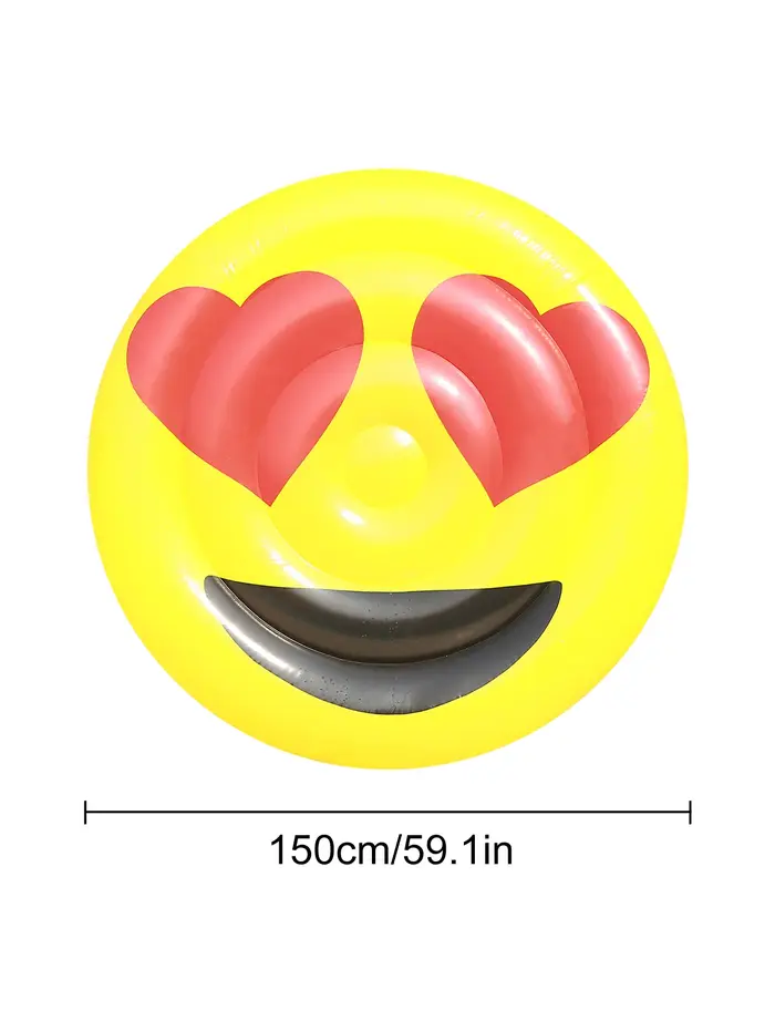 1 pièce Bouée gonflable géante Emoji Cœur Yeux Lunettes de soleil Larmes riantes, Matelas de piscine