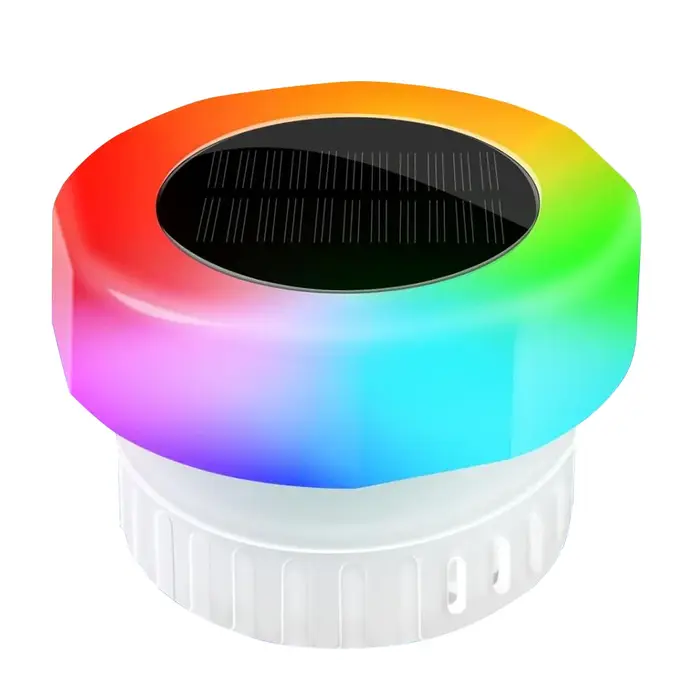 Flotteur de comprimé de chlore solaire avec distributeur de chlore flottant à lumière colorée, chlor