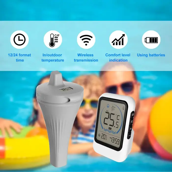 Nouveau Thermomètre de Piscine Sans Fil 2026 avec Capteur de Température pour Aquarium