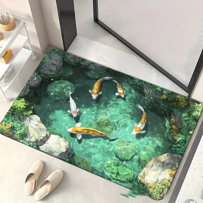 Paillasson à Illususion d'optique 3D en crocodiles dans la piscine