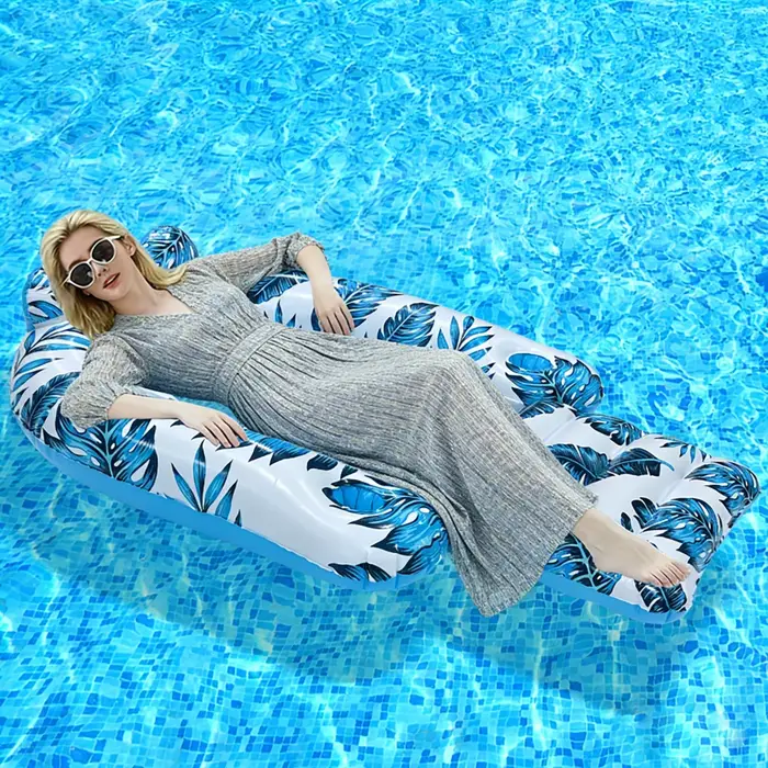 1 pièce - Raft gonflable portable en PVC à motif de feuilles tropicales pour adultes