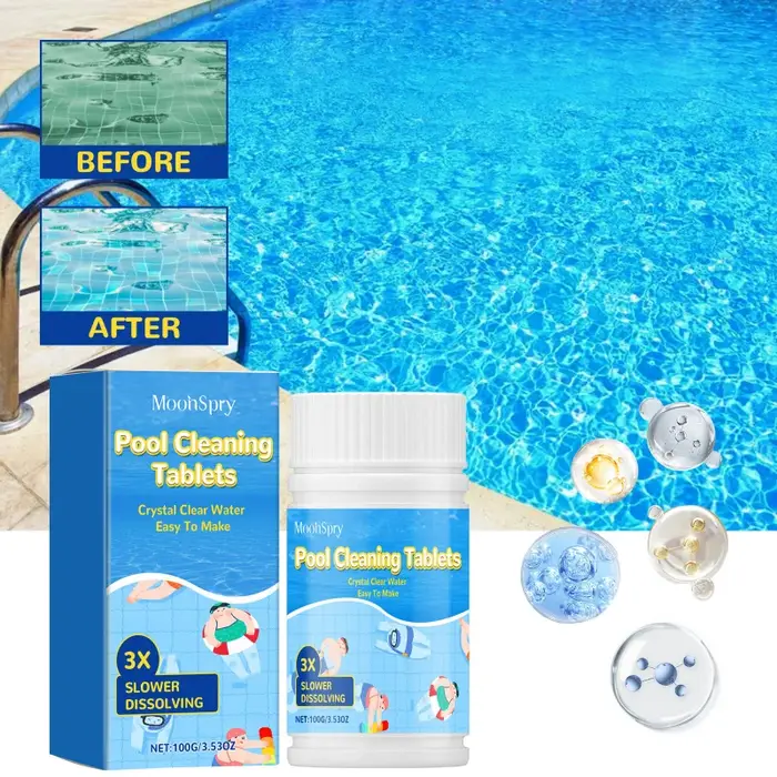 Comprimés effervescents pour le nettoyage de la piscine, clarificateur et désodorisant d'eau, élimin