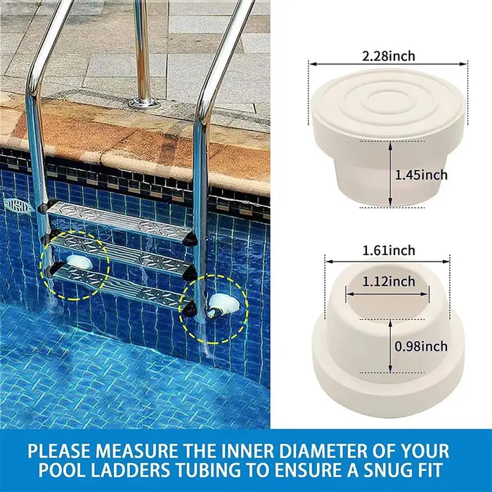 Échelle de piscine universelle en caoutchouc avec bouchon intérieur, 2 pièces
