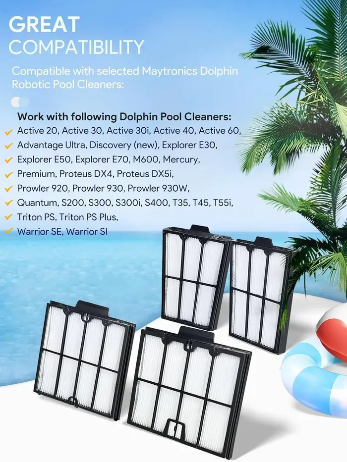 Convient pour le nettoyeur de piscine robot Dolphin S200 Proteus DX4 Active 20 30 M600 S300i Explorer E30 filtres de haute qualité