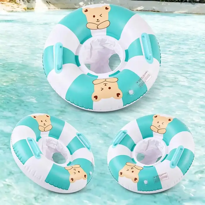 Bouée gonflable ours mignon avec siège et poignées pour piscine