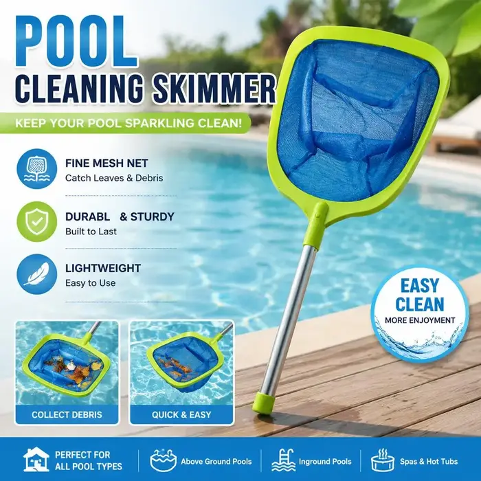 Équipement de nettoyage en profondeur pour piscine : Ensemble combiné de filet à feuilles avec perche