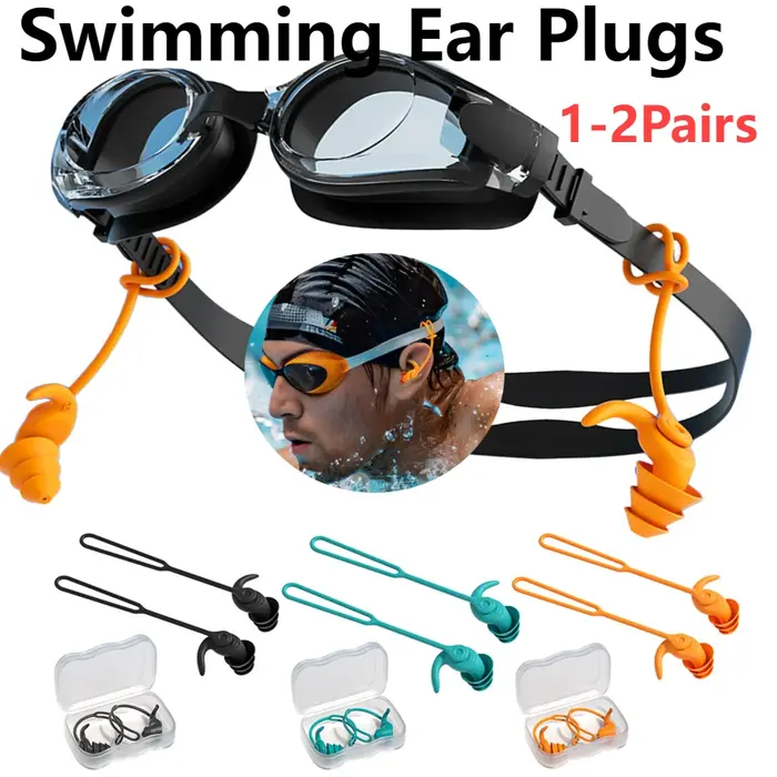 1 paire de bouchons d'oreille de natation en Silicone