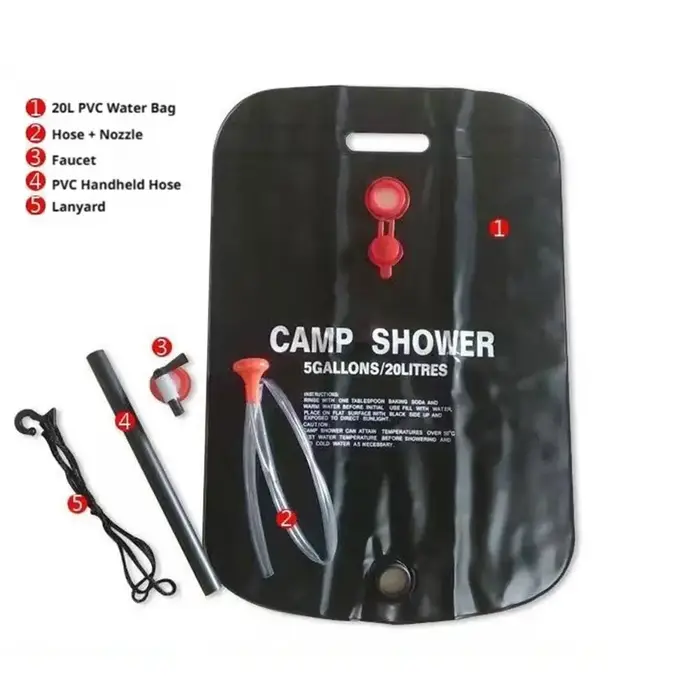 Sac de douche solaire 20L portable pour camping