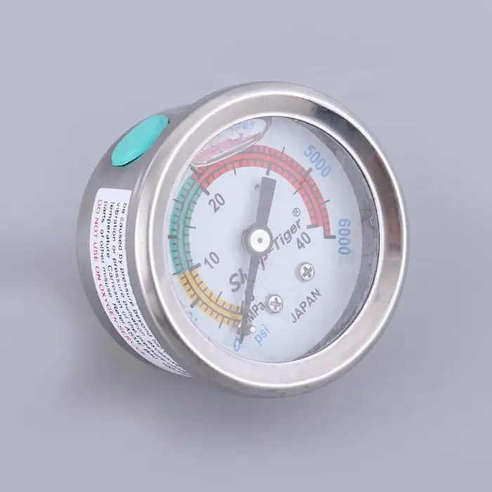 Manomètre de filtre de piscine rempli de liquide de taille 2 "en acier inoxydable pour boîtier 40mpa