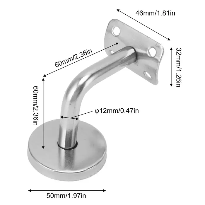 Support de main courante murale en acier inoxydable 304