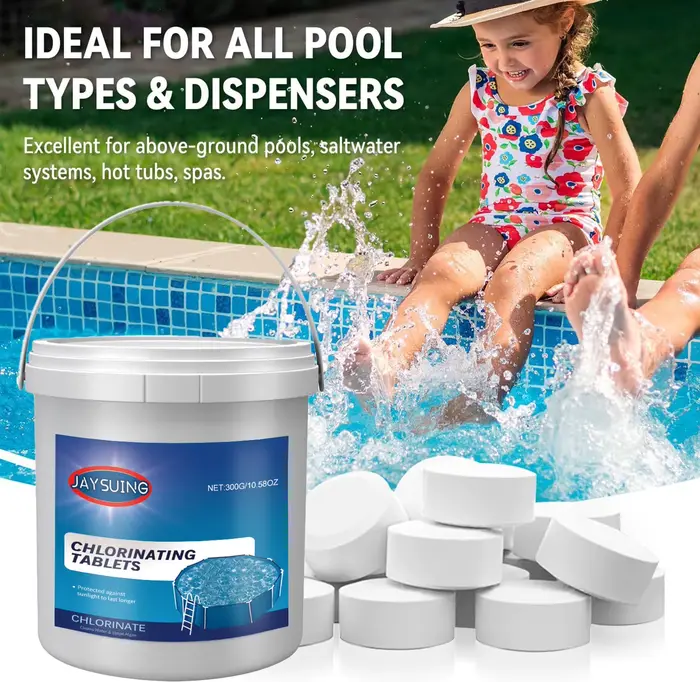 Tablettes de chlore trichloré 300G pour piscines et spas, 90% de chlore disponible, désinfectant lon