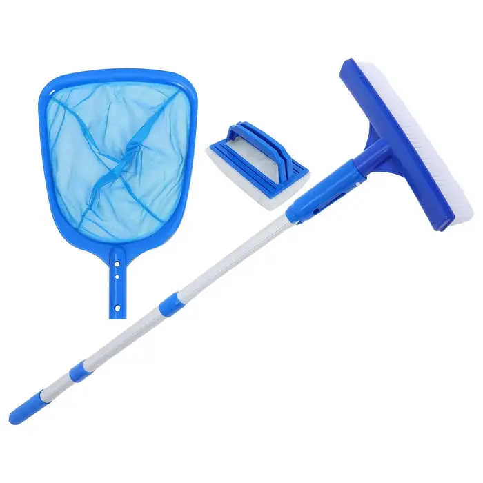 Kit de nettoyage de piscine, écumoire de filet de piscine et brosse de piscine avec poteau