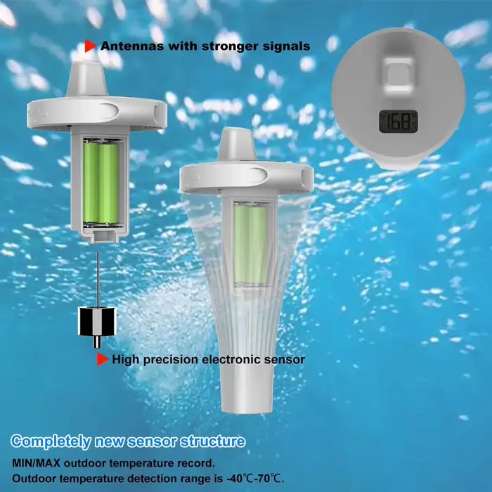Nouveau Thermomètre de Piscine Sans Fil 2026 avec Capteur de Température pour Aquarium, Baignoire et