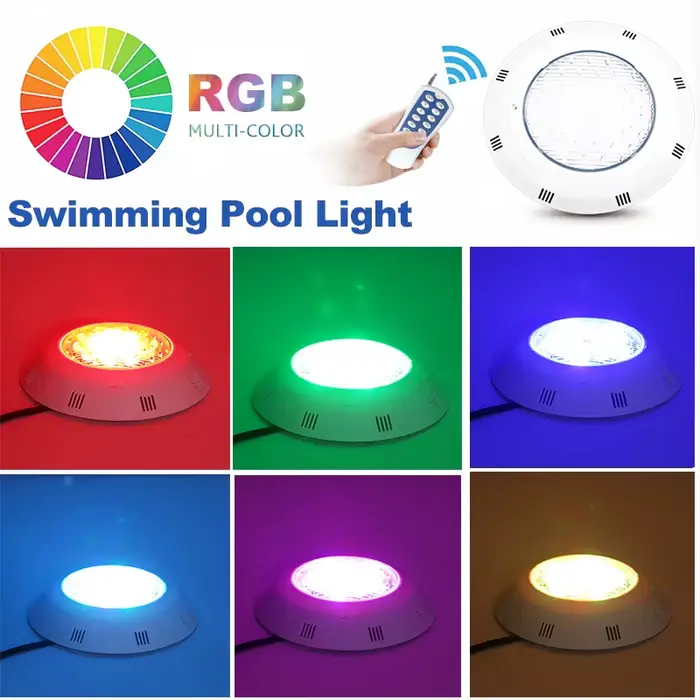 Lumière de piscine 18/24/36/45W avec télécommande RGB multicolore LED extérieure sous-marine AC12V IP68 lampe étanche