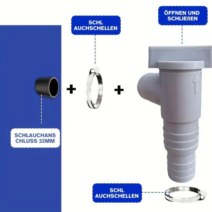 Vanne d'arrêt durable et étanche pour piscine, pour tuyau de 32 mm, installation facile, accessoires de connexion de remplacement pour extérieur