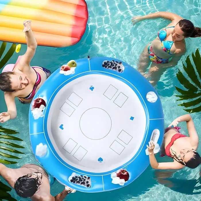 Table flottante gonflable pour piscine, support pour nourriture et boissons, pour jeux et divertissements aquatiques