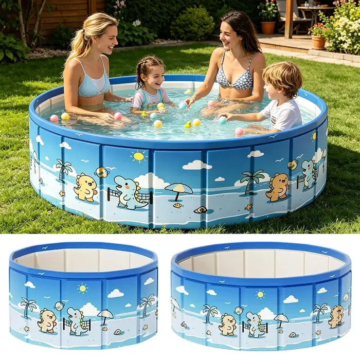 Piscine pliable antidérapante de 90/120/160 cm avec tuyau de vidange