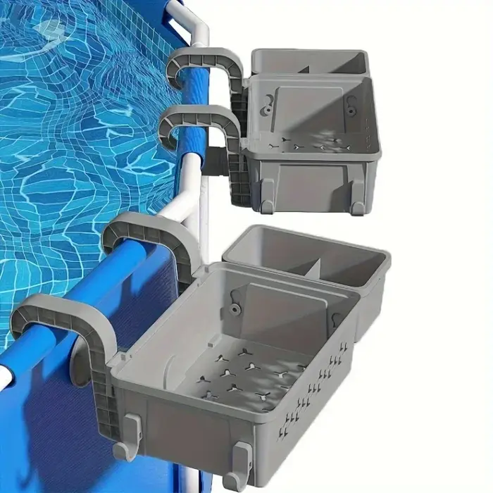 1 panier de rangement portable pour piscine avec porte-gobelet pour piscines hors sol
