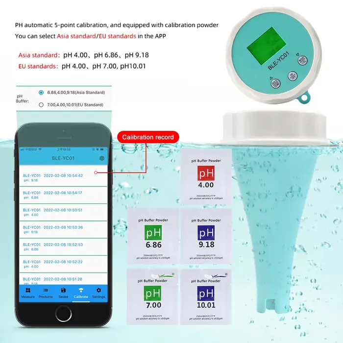 Ensemble de données numérique Bluetooth pour moniteur de qualité de l'eau de piscine
