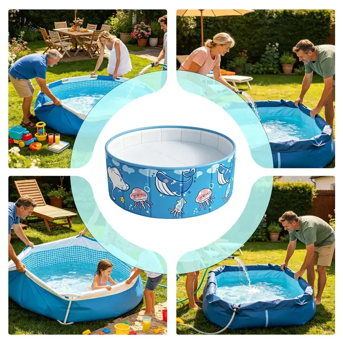 Piscine pour enfants 90x45cm, non gonflable, pliable, grande piscine pour enfants, baignoire pour animaux de compagnie, pour extérieur, jardin, plage, été