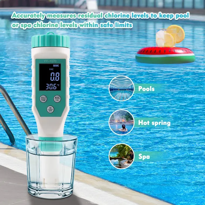 7 en 1 Cl température TDS ORP EC salinité pH mètre testeurs de chlore pour piscine filtre Aquariums qualité de l'eau PH testeur