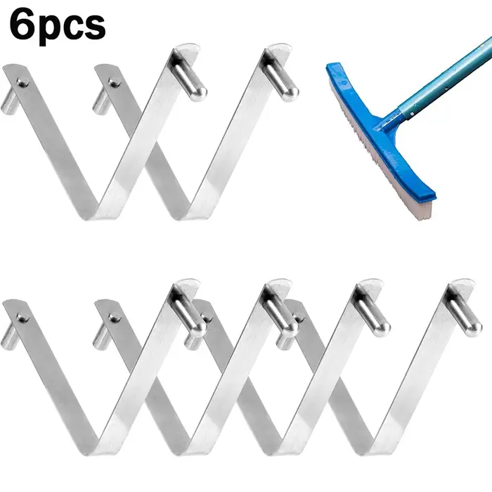 Lot de 6 brosses de piscine en forme de V avec clip à double broche et bouton à ressort pour épuiset