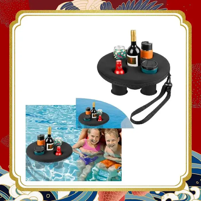 Porte-gobelet flottant pour piscine, flotteur de boissons avec 5 trous, plateau flottant d'été pour 