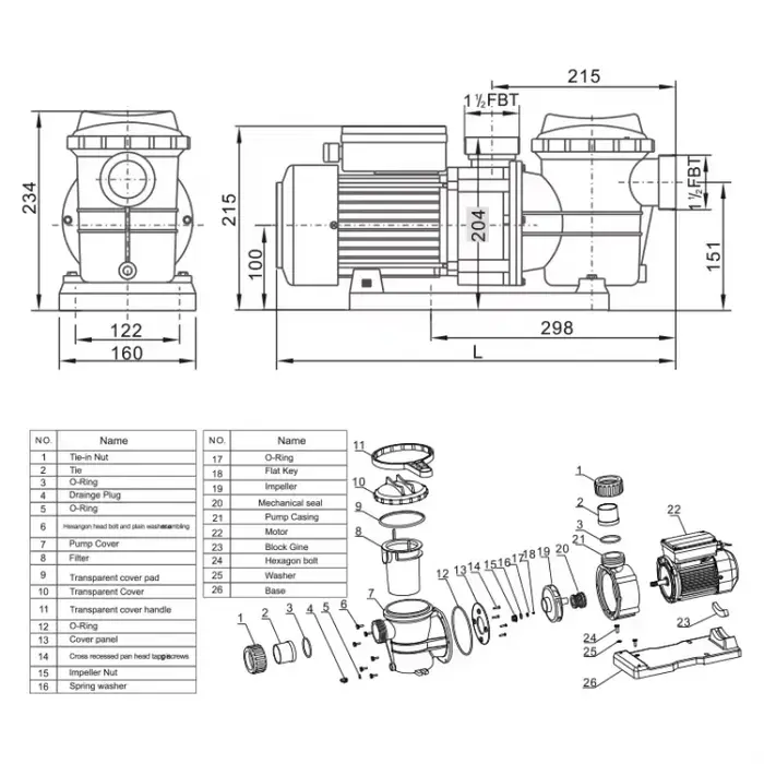 Fenlin 110V 220V 380V 50Hz 60Hz 0.25hp-3hp pompe à eau de circulation de piscine électrique