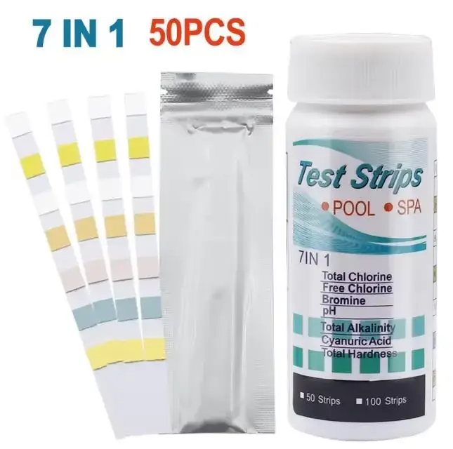 Bandelettes de test de pH pour piscine 7 en 1, test de chlore, de valeur de pH, d'alcalinité et de d