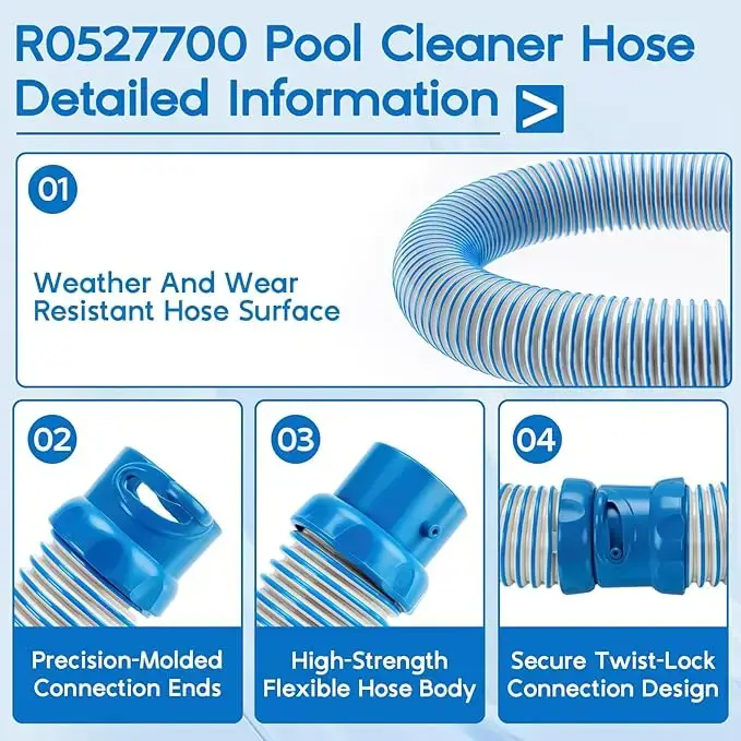 Tuyau de nettoyage de piscine 1-3 pièces pour Zodiac Baracuda MX6 MX8 X7 T3 T5