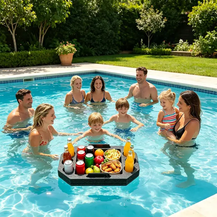 Grand plateau flottant pour piscine avec séparateurs intégrés