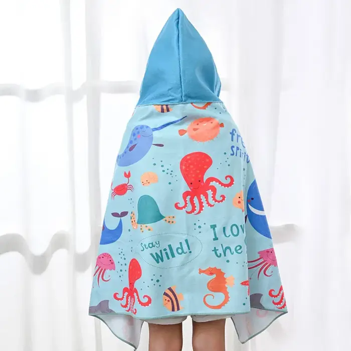 Serviettes de bain à capuche imprimées pour enfants