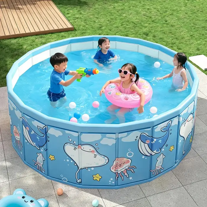 Piscine pour enfants 90x45cm, non gonflable, pliable, grande piscine pour enfants, baignoire pour animaux de compagnie, pour extérieur, jardin, plage, été