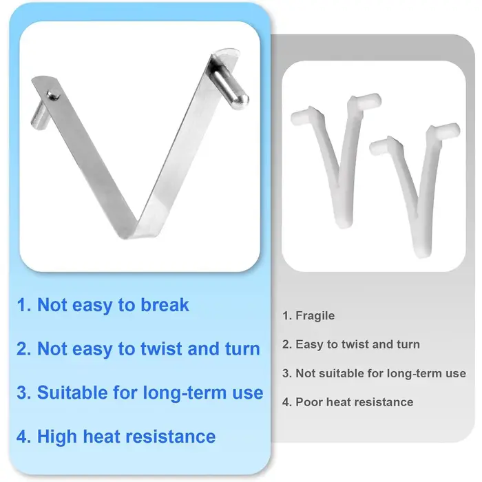 Lot de 6 brosses de piscine en forme de V avec clip à double broche et bouton à ressort pour épuisettes de spa