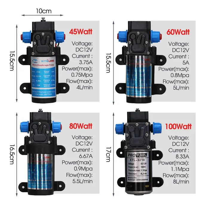Pompe auto-amorçante 45W 60W 80W 100W avec kit de tuyau de filtre d'alimentation 110-240V